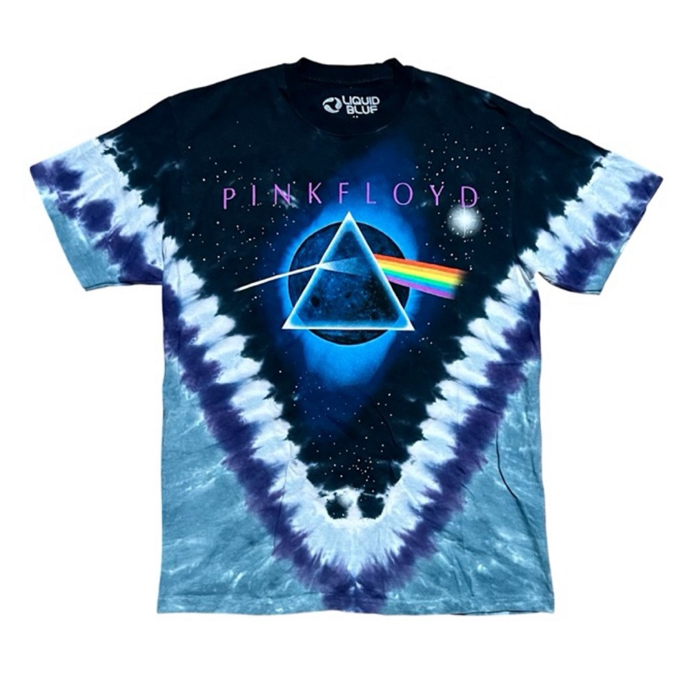 Pink Floyd Dark Side of The Moon Tie Die Liquid Blue Vintage T-Shirt, Men's Med.